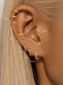 1PC 925 Sterling Silver Classic Chunky Stud 6-9mm Flat Back Sụn Helix Piercing Trang sức cao cấp cho trang phục hàng ngày Tiệc cưới Đính hôn Kỷ niệm Ngày lễ tình nhân - Vàng - Xem 7