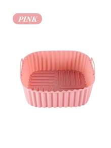1 pieza Bandeja cuadrada de silicona para freidora de aire, almohadillas de silicona para freidora de aire, adecuadas para freidoras de aire de 7 cuartos, reutilizables, bandeja de silicona resistente a altas temperaturas para freidora de aire - Multicolor - Ver 13