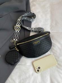 时尚腰包/胸包，简约风格学生包，返校包 - 黑色 - 查看 5