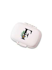 便携式 8 格密封药盒防尘防潮药品储存盒，每周 7 天使用，黑色雏菊向日葵字母艺术字母设计，首字母旅行药丸收纳盒，8 隔层便携式 A-Z 字母药丸盒，每日药丸盒，用于存放维生素，口袋钱包药品收纳盒的小药丸容器，字母 ID 吊饰收纳盒