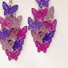 Un par de pendientes bohemios de borla con mariposa colorida de moda y sencillos, ideales para el Día de la Madre, vacaciones, cumpleaños, uso diario, joyería exquisita, pendientes para mujer