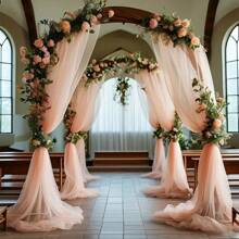 1 Peça Tule Transparente, Arco de Presente de Casamento e Noiva Romântico, Cortina, Decoração de Poliéster de Tema de Princesa Elegante, Adequada para Noivado e Chás de Bebê Adolescentes - Sem Iluminação Necessária, Decoração de Evento Romântico | Decoração de Local Elegante | Tecido de Poliéster