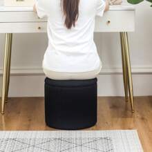 Round Storage Ottoman, Fabric Small Foot Rest Stool With Removable Lid, For Dorm, Living Room, Couch, Bedroom Back To School Dormitory Storage - Black - View 6