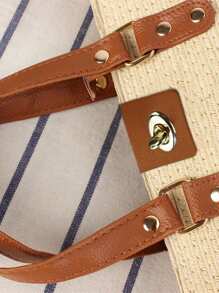 1pc Square Locking Clasp With Twist Buckle - Essential Accessory For DIY Wallet Making,Handmade Hasp Clasp For DIY Handbags & Card Holders,Brown/White/Black With Golden-Tone Button, Perforated Design For Stylish Accessories, Craft Supplies | Decorative Accessories Handbag Replacement Parts & Accessories, Craft Replacement Parts - Multicolor - View 6