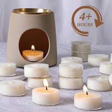 100/50/25pcs Pure Natural Soy Wax Tea Lights, 4-6 Hours Long Burning Time, Smokeless & Odorless Soy Wax Tea Candles, Ideal For Elegant & Romantic Home Use, Meditation, Anniversary, Pool, Chapel, Wedding, Church, Seasonal Celebration, And Emergency