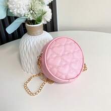 Girls' Embroidered Heart Shaped PU Leather Chain Shoulder Bag