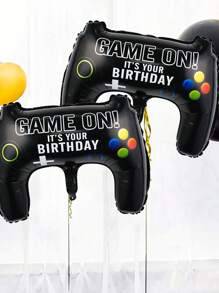 Juego de 74 piezas / 2 piezas de decoración de arco de juego en azul y negro, incluye control de juego, globo de papel de aluminio, globo de estrella azul, adecuado para cumpleaños de juegos, fiesta con tema de juegos, accesorios para fotos, decoraciones para fiestas en el hogar