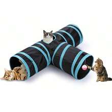 Túnel plegable para gatos, túnel para gatos de interior, túnel de juego para gatos, juguete interactivo tipo laberinto, casa de juegos para gatos, gatitos, cachorros, conejos (rosa y negro)