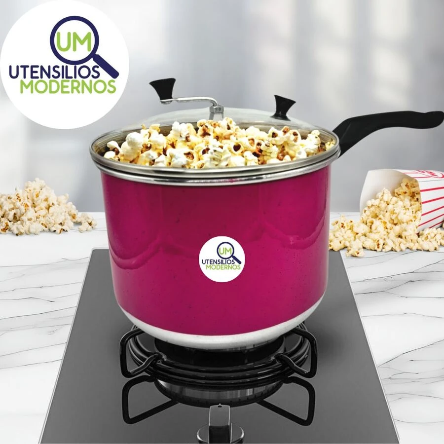 Popcorn Maker No. 20 Aluminum With Glass Lid 4 Liters - 玫紅色 - 查看 1