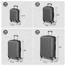 SUNROAD 4pcs Luggage Set ABS Hard Shell Suitcase Luggage Sets, Double Wheels, 16in 20in 24in 28in, Durable Hard Shell, Lightweight Travel Suitcases - 深灰色 - 查看 4