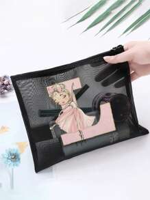 Unique Storage Bag, Cosmetic Bag, Holiday Gift Bag, Square Bag Storage Bag, Multi-Functional And Lightweight Storage Of All Small Items~! Daily Travel Vacation, College Students Outdoor Vacation, Classic Simple Solid Color, Cute Cartoon Letter Pattern, Fashion Bag, Good Friend Travel Accessories, Student Men And Women