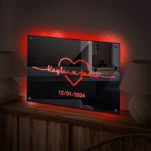 1 pièce Enseigne au néon personnalisée avec nom Lampe miroir personnalisée pour couple/famille Amour Cadeau de la Fête des Mères, mariage, anniversaire, décoration murale de mariage, décoration d'intérieur