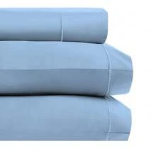 Kyuden Home100% Algodón Baby Blue Frescas y transpirables King Size Juego de Sabanas - Neblina azul - Ver 3