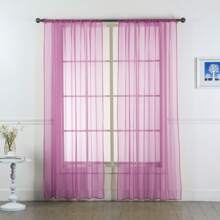 Dos (2) paneles de cortinas de ventana transparentes - Juego de cortinas disponibles en múltiples longitudes (63", 84", 95", 108", 120" L) con bolsillo para barra en colores sólidos - Rosa - Ver 2