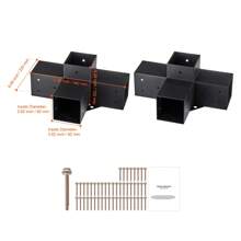 Pergola Bracket Kit 4''x4''(Inner Size 3.6x3.6)&6''x6''(Inner Size 5.6x5.6), 2&4&8pcs 3&4-Way Heavy Duty Corner Bracket Woodworks DIY Post Base Kit, Easy Installation Wooden Beams For Gazebos, Patio Pergolas, Log Cabin Outdoor - 4''x4'' 2pcs 4-way - View 11