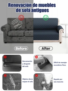 Funda de Sofá Reversible para 1,2,3 Cojín Funda de Sofá para Perros Resistente al Agua Funda Protectora de Muebles con Espuma Palos Correas Elásticas para Mascota Gato. - Marrón - Ver 6