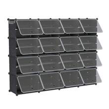 Combination Shoe Cabinet with Door Shoe Storage Box 6/8 Tier Shoe Rack Shoe Cabinet Plastic - 4 Spalten 8 Ebenen - Übersicht 8