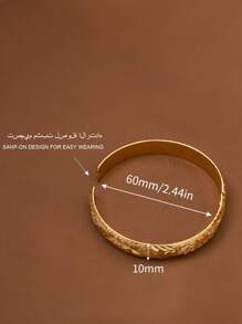 1/3/6件装金色手工小麦耳环手链，24K镀金，宽10毫米，适合女性佩戴，无包装 - 金色 - 查看 6