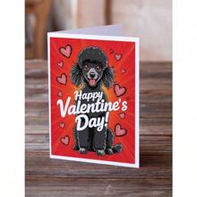 Black Toy Poodle Happy Valentine's Day Greeting Cards Pack Of 8 Blank Cards With Envelopes Whimsical A7 Size 5x7 Blank Note Cards