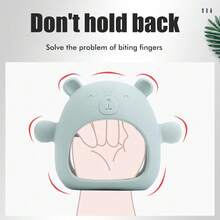 Bear Teething Toy Silicone Infant Toether Chew Toys Routable Preventing Hand Grinding Gifts For Newborn Baby Boys Girls, - 薄荷綠 - 查看 2