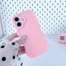 1 pieza Funda de teléfono con textura suave y recubrimiento de caramelo con forma de ola grande compatible con iPhone 16/Galaxy/Redmi/OPPO/OnePlus/Moto/Tecno Spark Go 2024/Infinix, de lujo y cobertura total