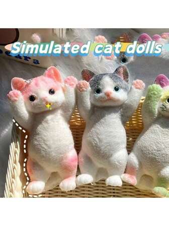 1pc Realistic Silicone Squishy Cat Toys, Stress Relief Squeeze Toys With Slow Rebound, Cute High-Quality Gift For Birthday, Valentine's Day, Smaller Raised Paw Cat Squishy Toy