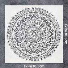 曼陀罗墙面艺术模板 12x12 英寸 - 适用于家具、墙壁、地板的曼陀罗模板 - 适用于 DIY 家居装饰、返校季、学校用品的曼陀罗 - 白色 - 查看 2