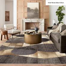 1pc Crystal Velvet Embossed Plaid Area Rug/Doormat - 5mm Thick, Waterproof, Non-Slip, Easy Clean, Machine Washable, Soft & Comfortable, Suitable For Entryway, Kitchen, Living Room, Bedroom, Hallway, Bathroom, Laundry Room - Carpet Decor