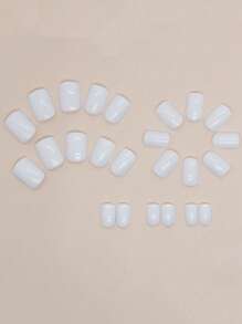24pcs Upgraded Elliptical Short Solid Purple Full Coverage Nail Art Set, Suitable For Vacation, Party, Formal Events, And Daily Wear Press On Nails