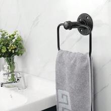 NearMoon 4 Pieces Industrial Pipe Bathroom Hardware Set, Include 18 Inch Towel Bar, Towel Ring, Toilet Paper Holder And Robe Hook, Heavy Duty Rustic Iron Decor Wall Mounted Accessories Kit (Black)