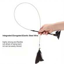 1 Pc Interactive Cat Teaser Toy With Suction Cup, Self-Entertaining Long Pole, Plastic, Handheld Kitten Teasing Stick, With No Battery Required For Indoor Cats