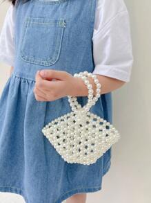 Children's Pearlweed Basket Handbag Including Shoulder Strap