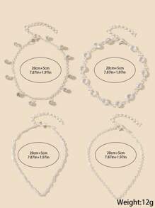 Conjunto de 4 peças/conjunto de tornozeleiras multicamadas de liga de cobre, elegantes e minimalistas, brilhantes e artesanais, com corrente de zircônia e borla, adequadas para mulheres, festas de praia, acessórios de joias empilháveis, presente para amigos