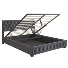 Upholstered Bed, Hydraulic Double Bed, Bed Frame, Storage Beds, 140/160/180x200cm, Velvet, Without Mattress, Dark Grey (2 Packs) - 深灰色 - 查看 11