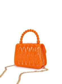Fashionable PVC Silicone Rivet Studded Jelly Crossbody Bag - Orange - View 5