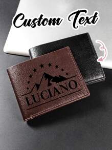 Customizable Men'S Wallet,Personalized Name Cardholder, Business Style,Multi-Card Slot Wallet Men Colorblock Small Wallet Credit Card Small Purse Id Window Bifold,Men'S Casual Pu Wallet With Card Slots, Zipper Coin Purse, Money Clip,Coin Bag Zipper Men Wallets Men Wallet Male Money Purses,Short Bifold, Artistic Letter Design, Men'S Fashion Accessories,Valentine'S Day Gifts Father'S Day Gifts