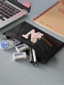 Unique Storage Bag, Cosmetic Bag, Holiday Gift Bag, Square Bag Storage Bag, Multi-Functional And Lightweight Storage Of All Small Items~! Daily Travel Vacation, College Students Outdoor Vacation, Classic Simple Solid Color, Cute Cartoon Letter Pattern, Fashion Bag, Good Friend Travel Accessories, Student Men And Women