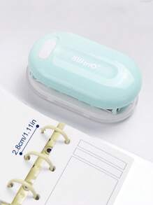 1 pezzo. Mini perforatrice portatile a 3 fori, design minimalista, spaziatura 28 mm, perforatrice per quaderni a fogli mobili - Multicolore - Visualizzare 11