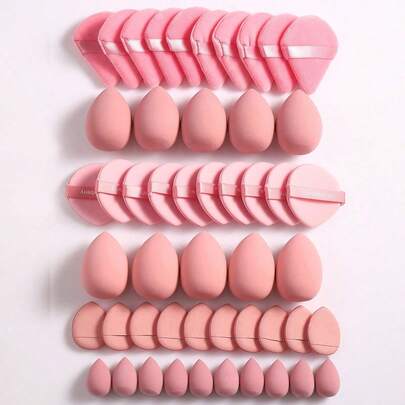 5/10/20/30/40/50/60/80/100件化妆工具套装，包含：10个液体彩妆海绵+10个迷你液体彩妆海绵+10个三角形散粉扑（用于散粉和定妆）+10个气垫粉扑（用于面部彩妆）+10个迷你气垫粉扑（用于面部遮瑕）。 适用于化妆、家居装饰、梳妆台、旅行、卧室、化妆配件、粉扑、美妆蛋、粉扑、化妆海绵、便宜、圣诞礼物、化妆品、化妆工具、便宜好物、礼物、女士礼物、圣诞礼物、赠品、旅行、便宜好物、旅行必备品