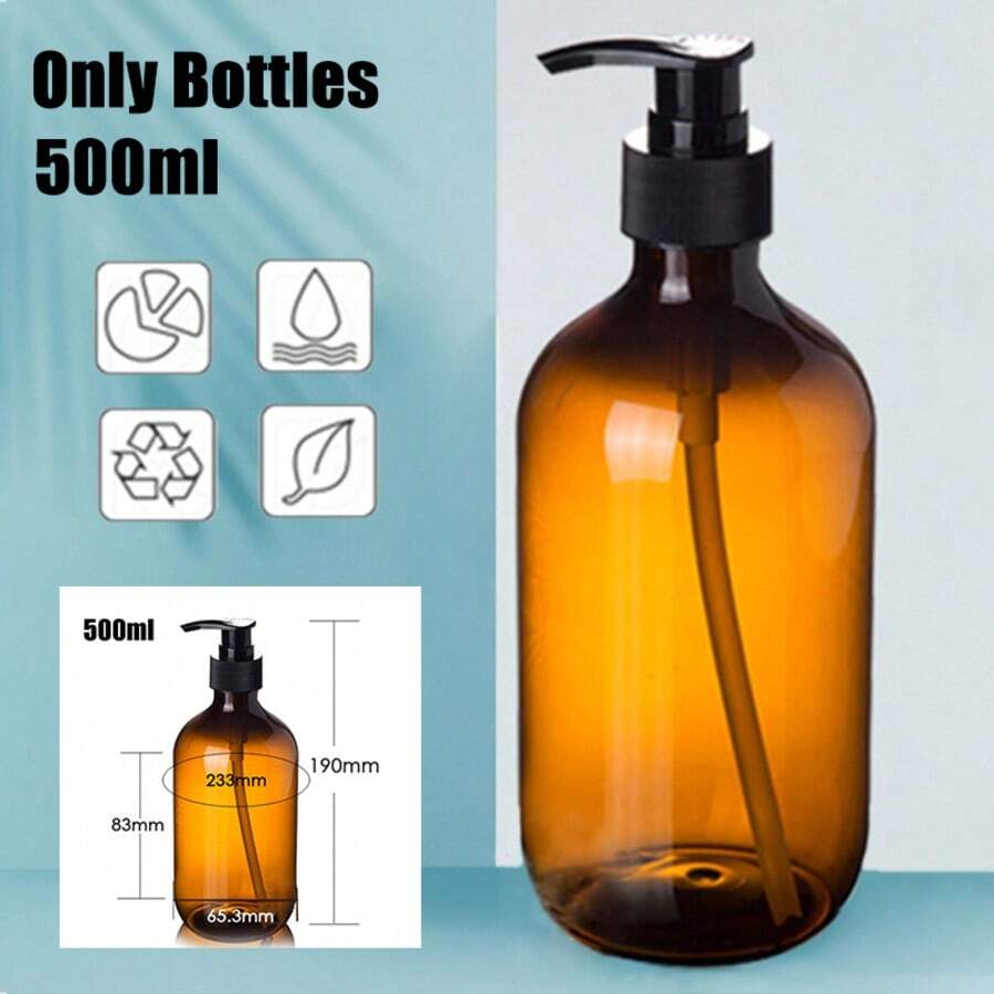 Empty Amber Plastic 500ml Lotion Pump Bottles Cosmetic Soap Gel Containers - Coffee Brown - View 1