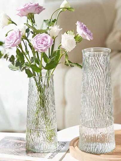 1 件简约 Ins 风格北欧透明水培幸运竹花瓶，客厅干花装饰玻璃花瓶