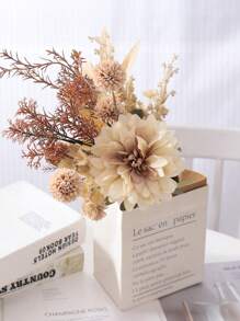 1pc Artificial Flower Bouquet, Floral Design Decor, Artificial Flowers, Wedding Bride Bouquet, Table Center Piece, Suitable For Rustic Home Decor, Indoor Vase Flowers Desktop Decorations (Blue & White) Gifts Birthday Graduation