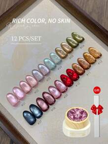 annies 1件/6件装 12克 彩色透明玻璃珠猫眼凝胶指甲油套装，可卸UV半永久磁性LED凝胶指甲油，可用于个人冬季美甲沙龙