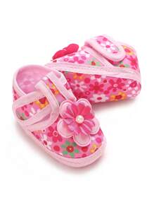 Infant Girls' Embroidered Pink Christening Shoes, Suitable For Spring/Autumn - Pink - View 3