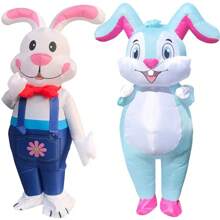 Aufblasbares Osterhasen-Kostüm, aufblasbares Hasen-Kostüm, Hasen-Maskottchen-Kostüm, unisex Ganzkörper-Hasen-Kostüm für Halloween