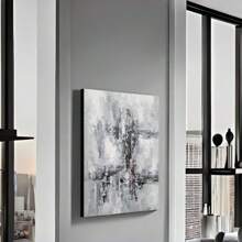 Abstract Lake Landscape Oil Paintings Teal And White Canvas Wall Arts - Modern Nature Pictures For Living Room Bedroom Bathroom Decor Wooden Inner Frame, No Outer Frame