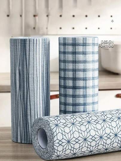 1 Rollo de paño de limpieza suave, toallas de papel de cocina desechables, paños de cocina reutilizables húmedos y secos, trapos desengrasantes, paños de limpieza del hogar, paños de secado, suministros de limpieza, paños de cocina reutilizables a cuadros, paños de cocina húmedos y secos desechables, adecuados para exteriores, camping