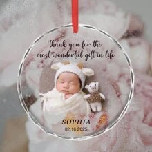 1 Pieza de regalo personalizado con nombre, foto y fecha - Gracias por el regalo talla grande maravilloso Recuerdo personalizado de cristal de vidrio redondo, regalo familiar para él, ella, esposo, esposa, bebé, mascota, regalo familiar