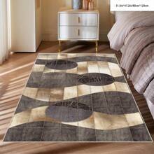 1pc Crystal Velvet Embossed Plaid Area Rug/Doormat - 5mm Thick, Waterproof, Non-Slip, Easy Clean, Machine Washable, Soft & Comfortable, Suitable For Entryway, Kitchen, Living Room, Bedroom, Hallway, Bathroom, Laundry Room - Carpet Decor