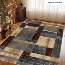 1pc Crystal Velvet Embossed Plaid Area Rug/Doormat - 5mm Thick, Waterproof, Non-Slip, Easy Clean, Machine Washable, Soft & Comfortable, Suitable For Entryway, Kitchen, Living Room, Bedroom, Hallway, Bathroom, Laundry Room - Carpet Decor